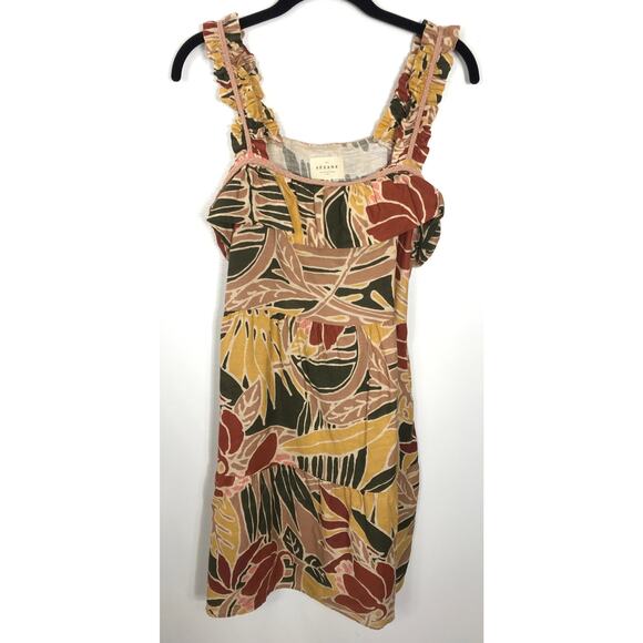 Sezane Filey Linen Sundress Women's 38 Cotton Floral Short Dress Summer Vacation - Picture 2 of 12